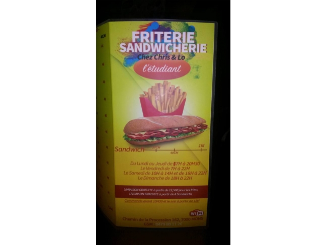 Friterie sandwicherie l'tudiant service de livraison  domicile